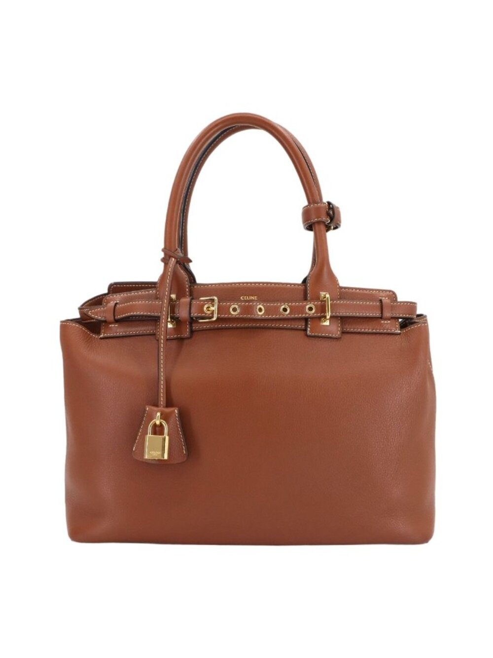 Celine Conti Tote Bag Leather Tan Gold